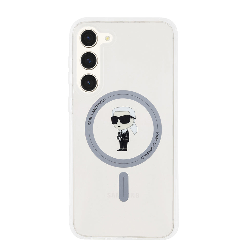 Coque MagSafe pour Samsung Galaxy S23+ S916, Karl Lagerfeld, IML Ikonik Karl, Transparente