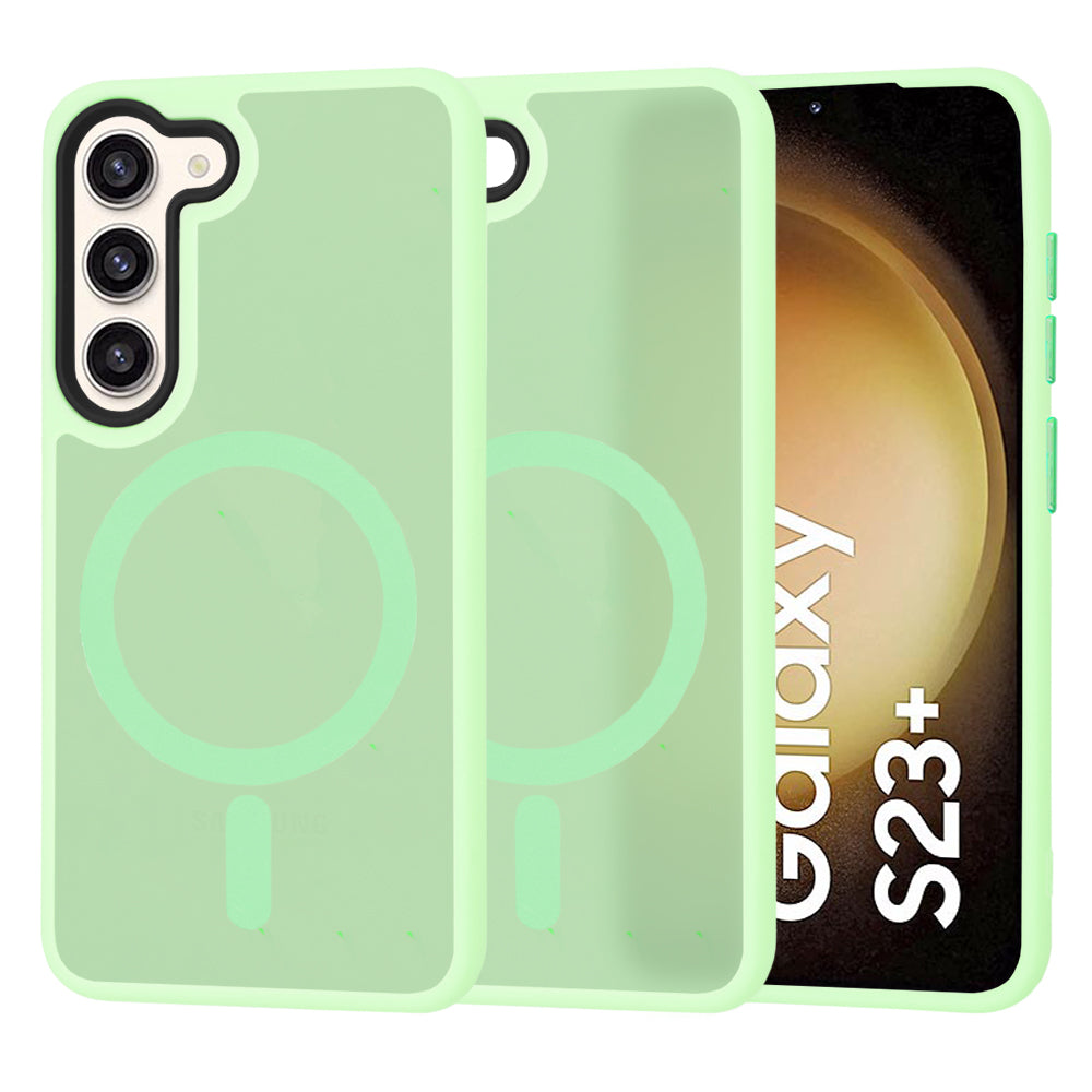 Coque MagSafe pour Samsung Galaxy S23+ S916, Techsuit, HaloFrost, Vert Clair