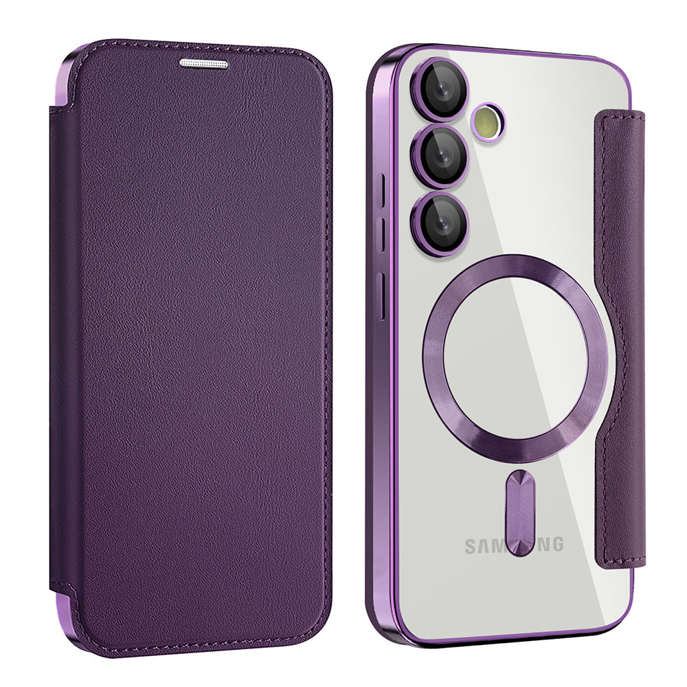 Coque MagSafe pour Samsung Galaxy S23+ S916, Techsuit, SmartMag Book, Violet
