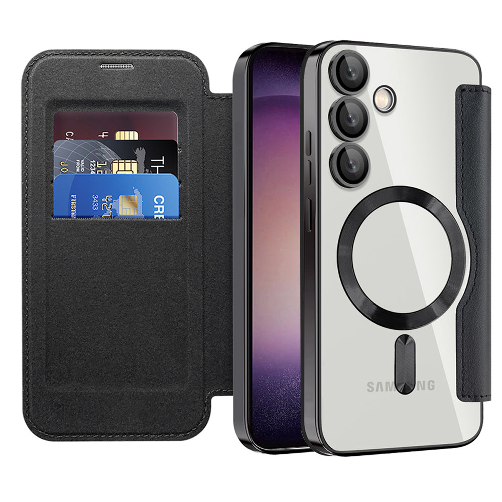 Coque MagSafe pour Samsung Galaxy S23+ S916, Techsuit, SmartMag Book, Noire