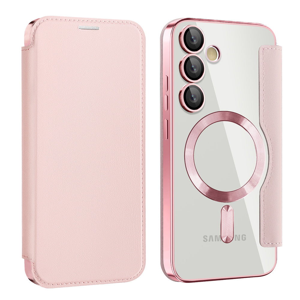 Coque MagSafe pour Samsung Galaxy S23+ S916, Techsuit, SmartMag Book, Rose