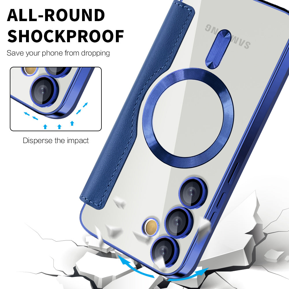Coque MagSafe pour Samsung Galaxy S23 S911, Techsuit, SmartMag Book, Bleue