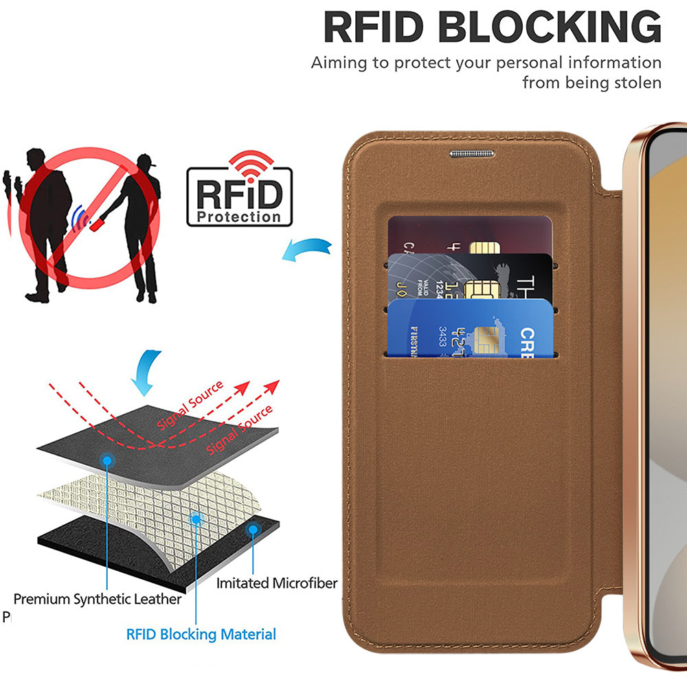 Coque MagSafe pour Samsung Galaxy S23 S911, Techsuit, SmartMag Book, Marron