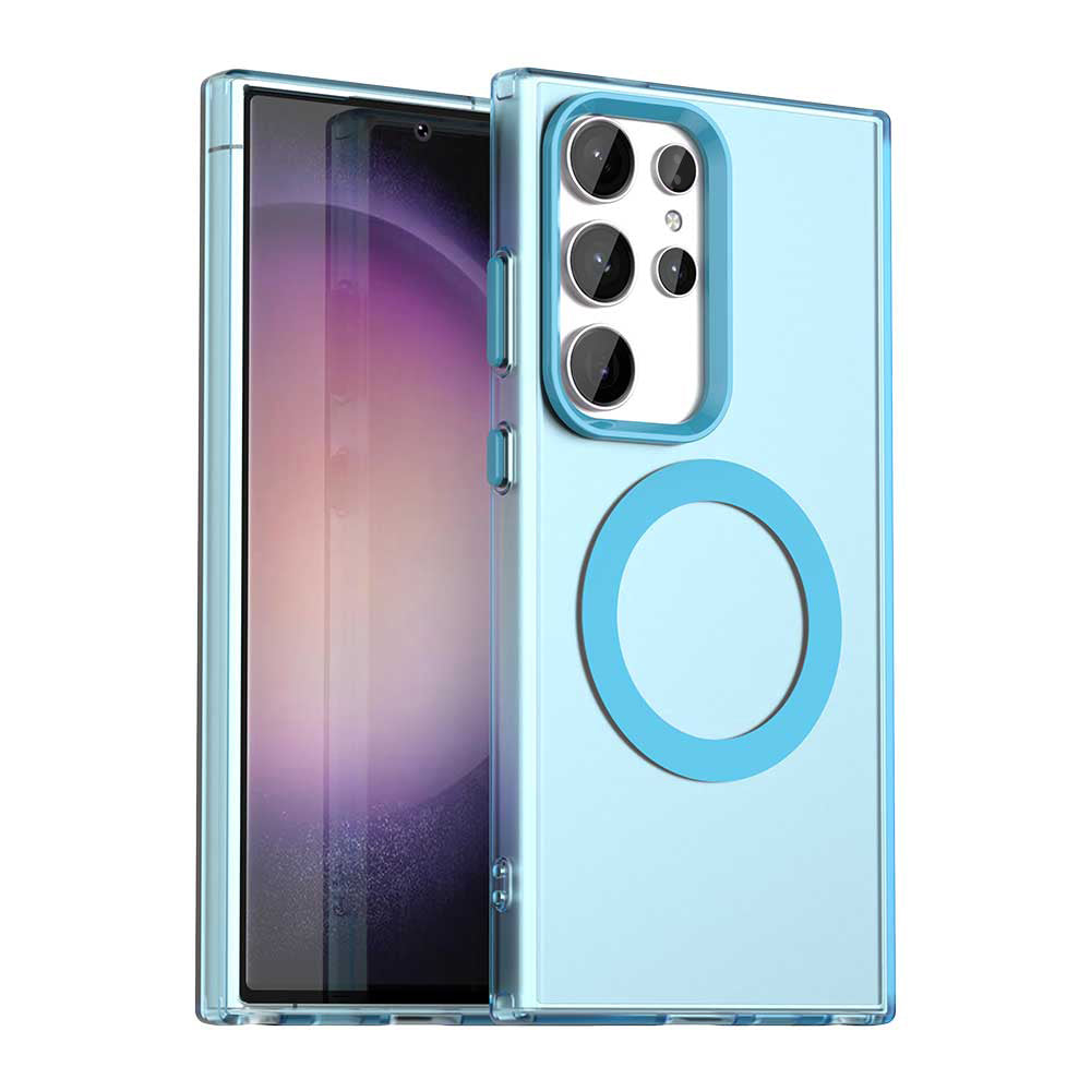 Coque MagSafe pour Samsung Galaxy S23 Ultra S918, Techsuit, CandyCase, Bleue