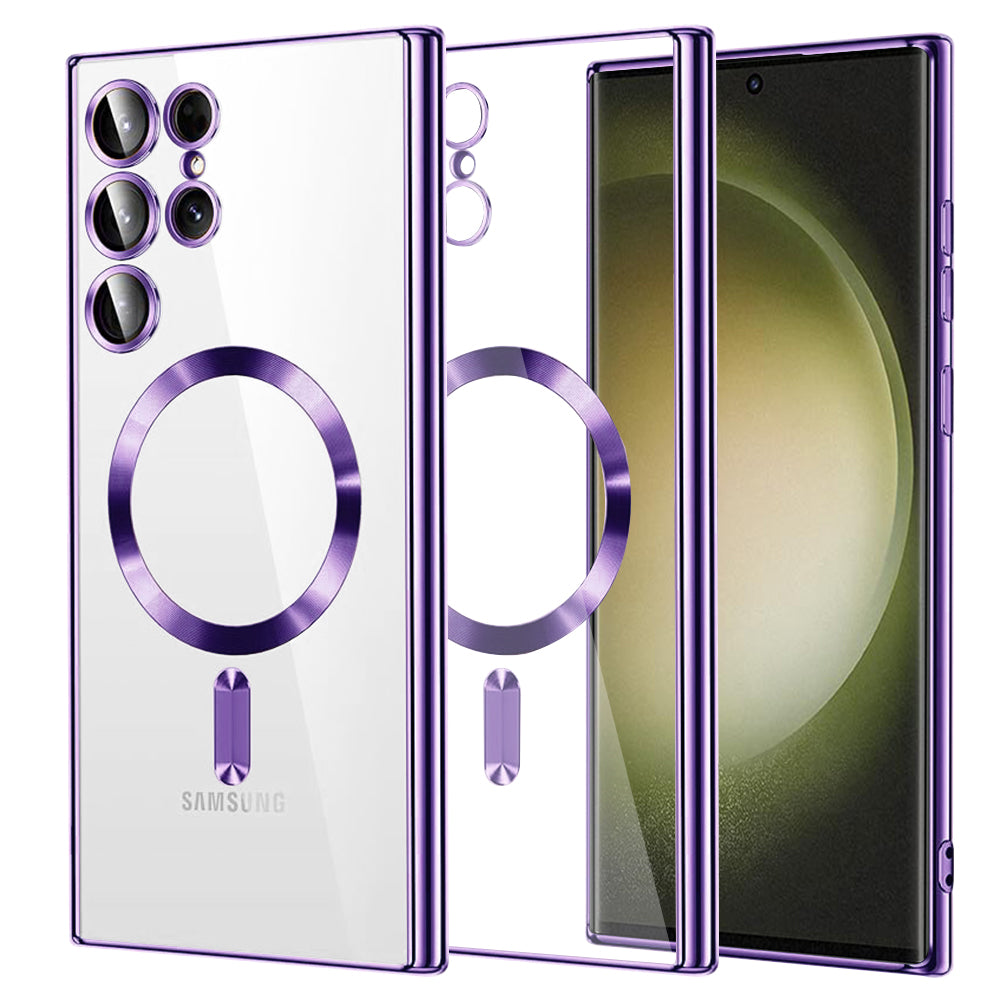 Coque MagSafe pour Samsung Galaxy S23 Ultra S918, Techsuit, Luxury Crystal, Violet Clair