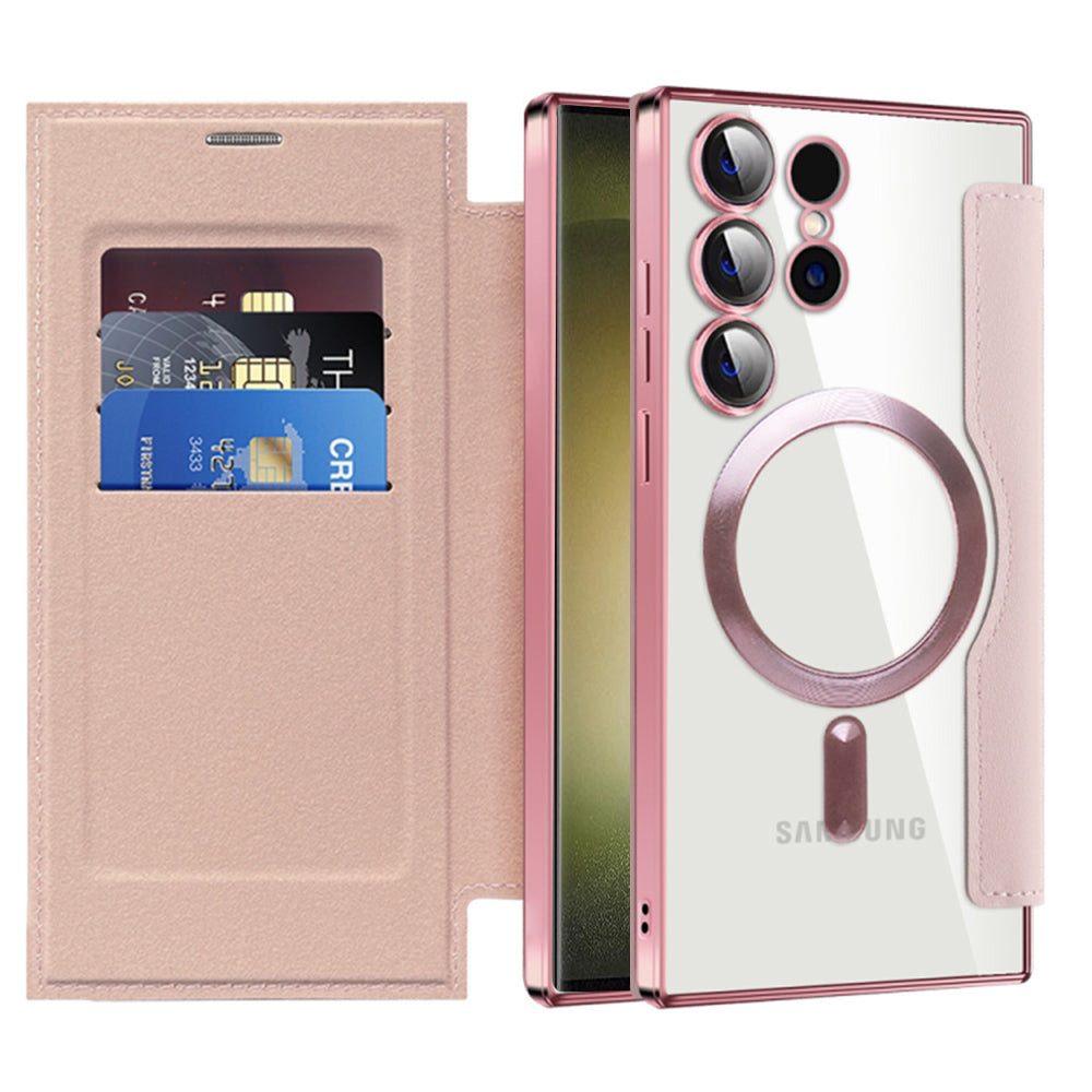 Coque MagSafe pour Samsung Galaxy S23 Ultra S918, Techsuit, SmartMag Book, Rose