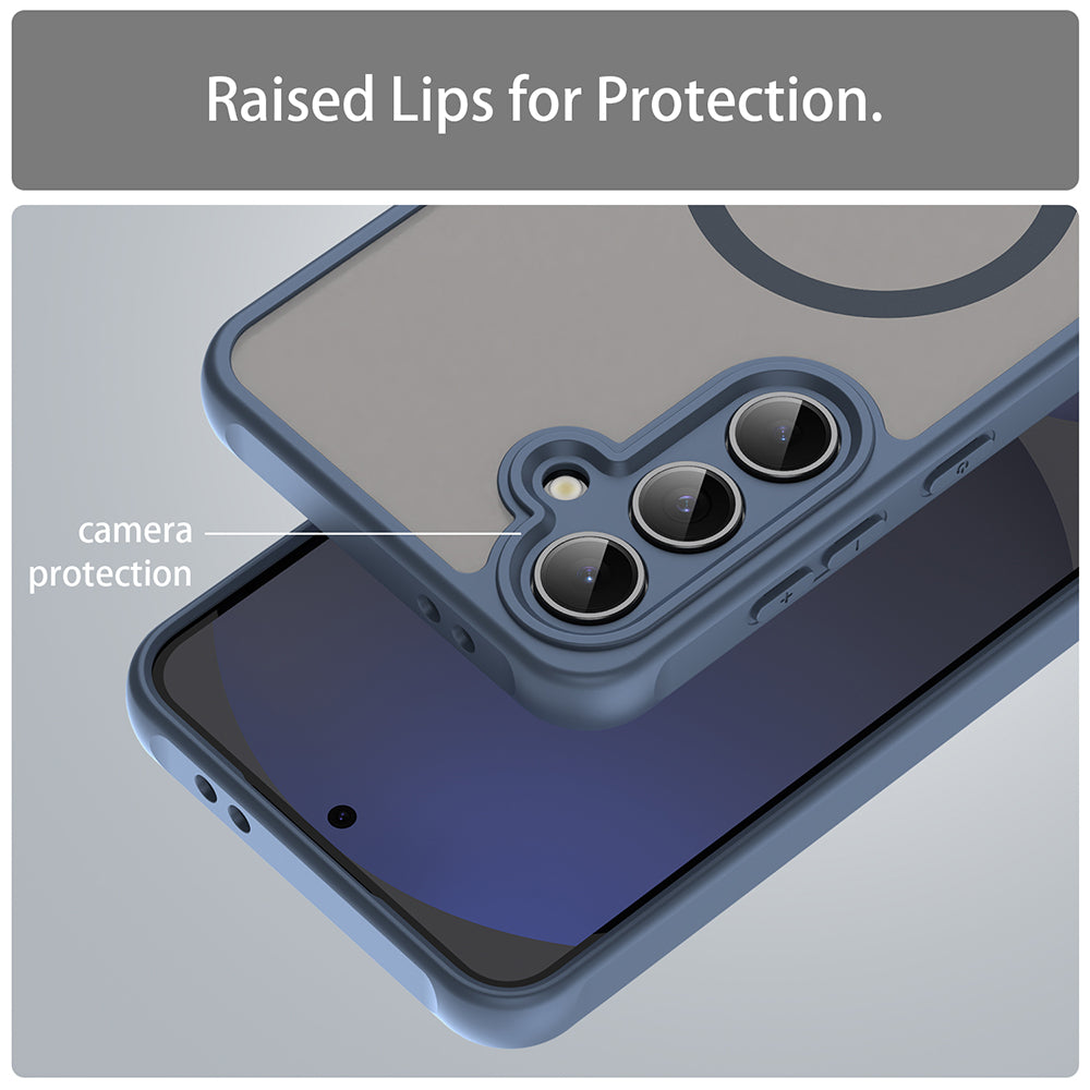 Coque MagSafe pour Samsung Galaxy S24 FE S721, Techsuit, HaloFrost II, Bleu marine