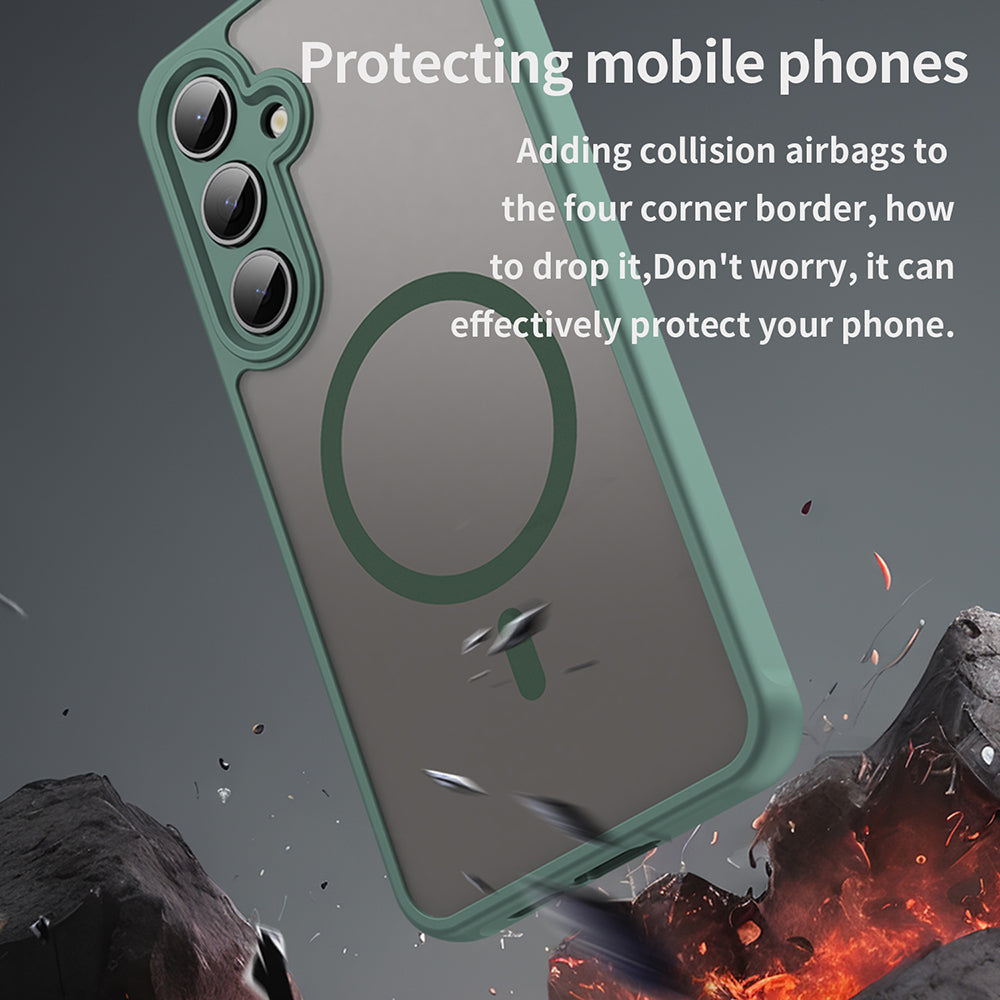 Coque MagSafe pour Samsung Galaxy S24 FE S721, Techsuit, HaloFrost II, Vert