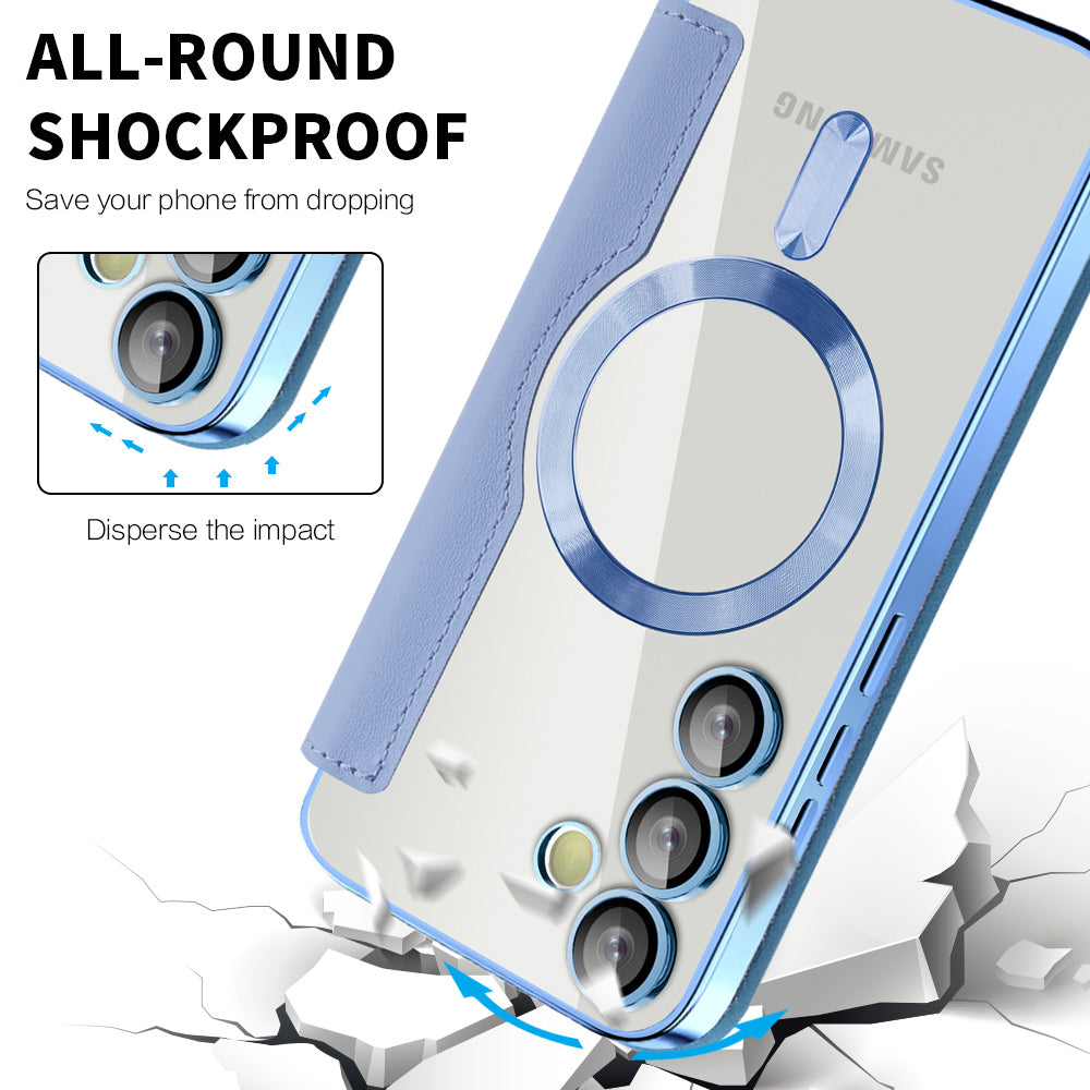 Coque MagSafe pour Samsung Galaxy S24 FE S721, Techsuit, SmartMag Book, Bleu