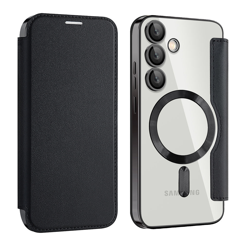 Coque MagSafe pour Samsung Galaxy S24 FE S721, Techsuit, SmartMag Book, Noire