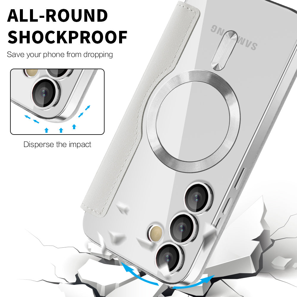 Coque MagSafe pour Samsung Galaxy S24+ S926, Techsuit, SmartMag Book, Gris