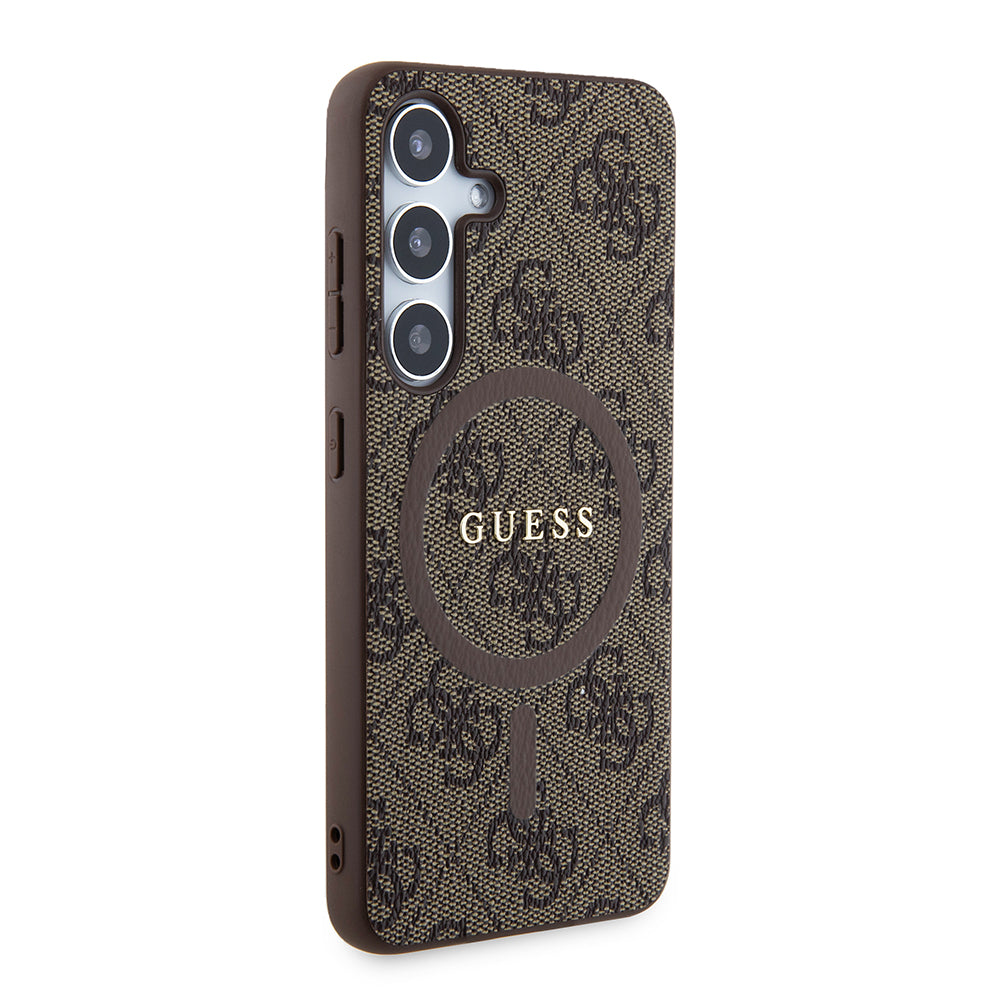 Housse MagSafe pour Samsung Galaxy S24 S921, Guess, Collection 4G, Marron