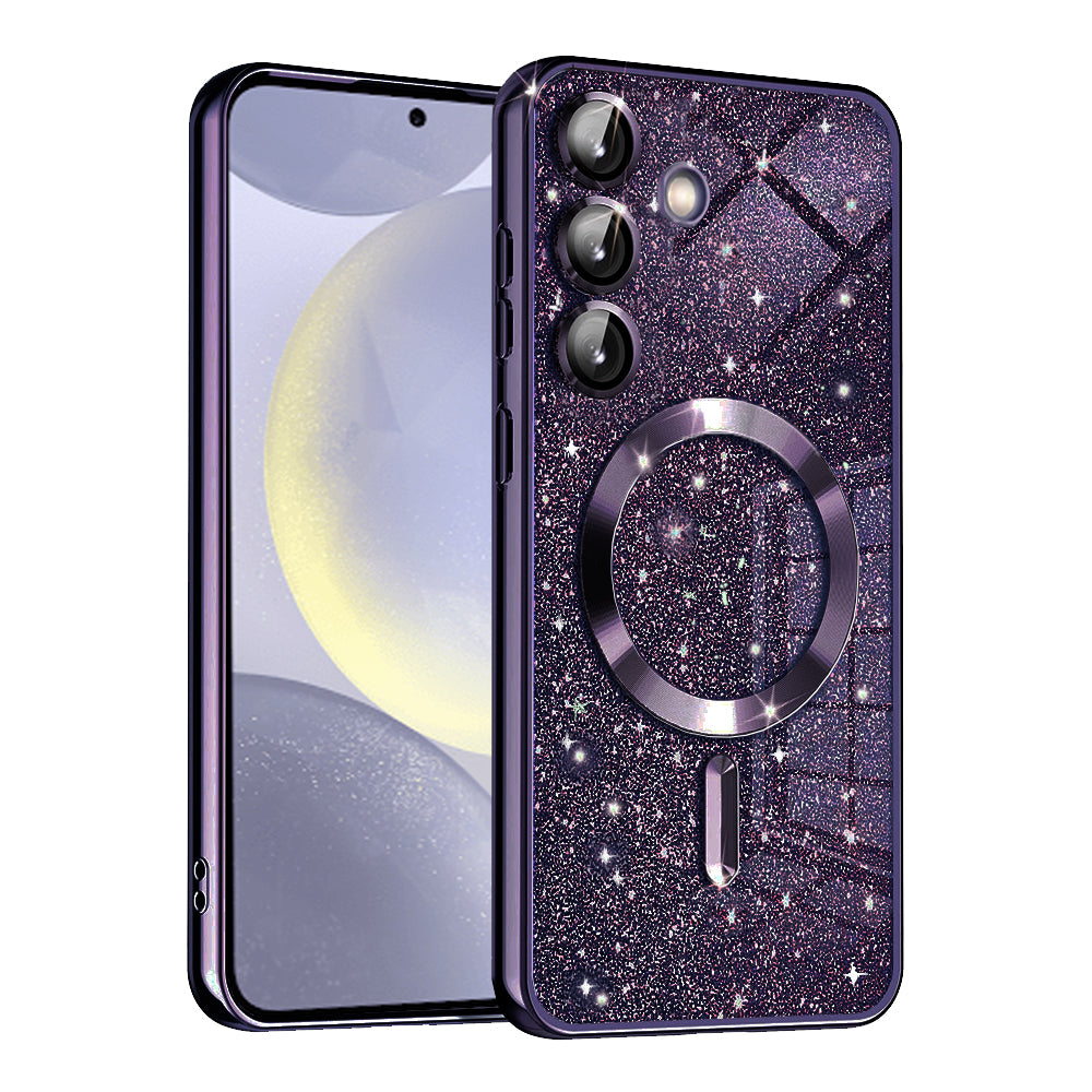 Coque MagSafe pour Samsung Galaxy S24 S921, Techsuit, Luxury Glitter, Violet Foncé