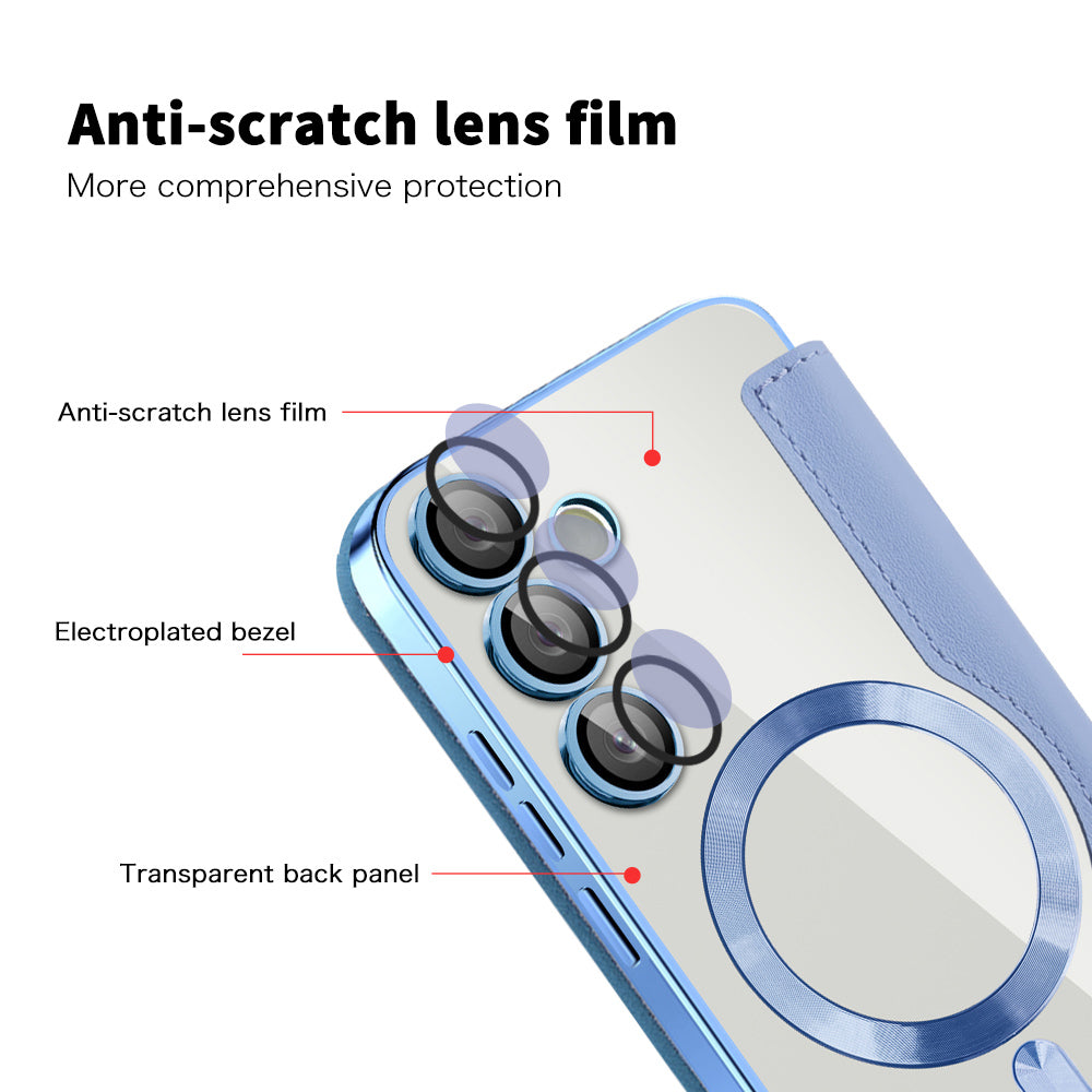 Coque MagSafe pour Samsung Galaxy S24 S921, Techsuit, SmartMag Book, Bleu