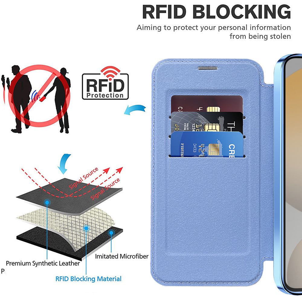 Coque MagSafe pour Samsung Galaxy S24 S921, Techsuit, SmartMag Book, Bleu