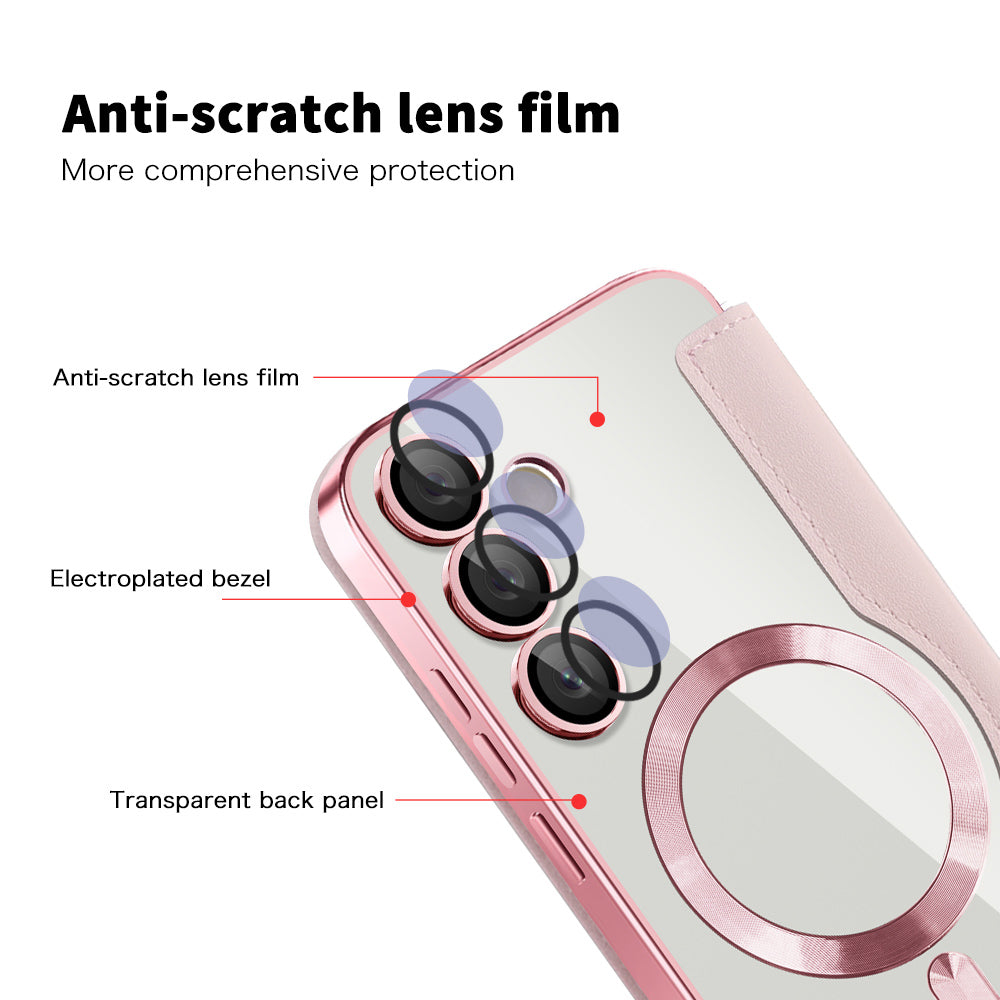 Coque MagSafe pour Samsung Galaxy S24 S921, Techsuit, SmartMag Book, Rose