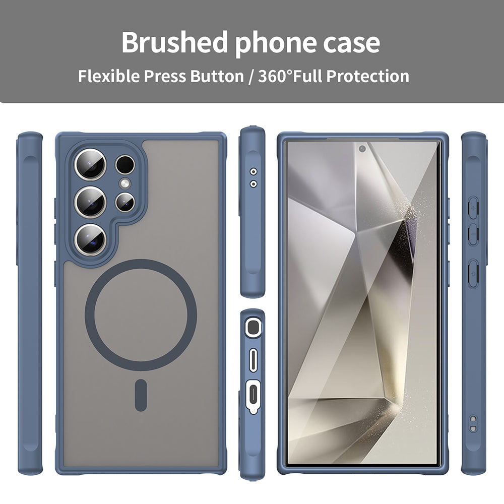 Coque MagSafe pour Samsung Galaxy S24 Ultra S928, Techsuit, HaloFrost II, Bleu marine