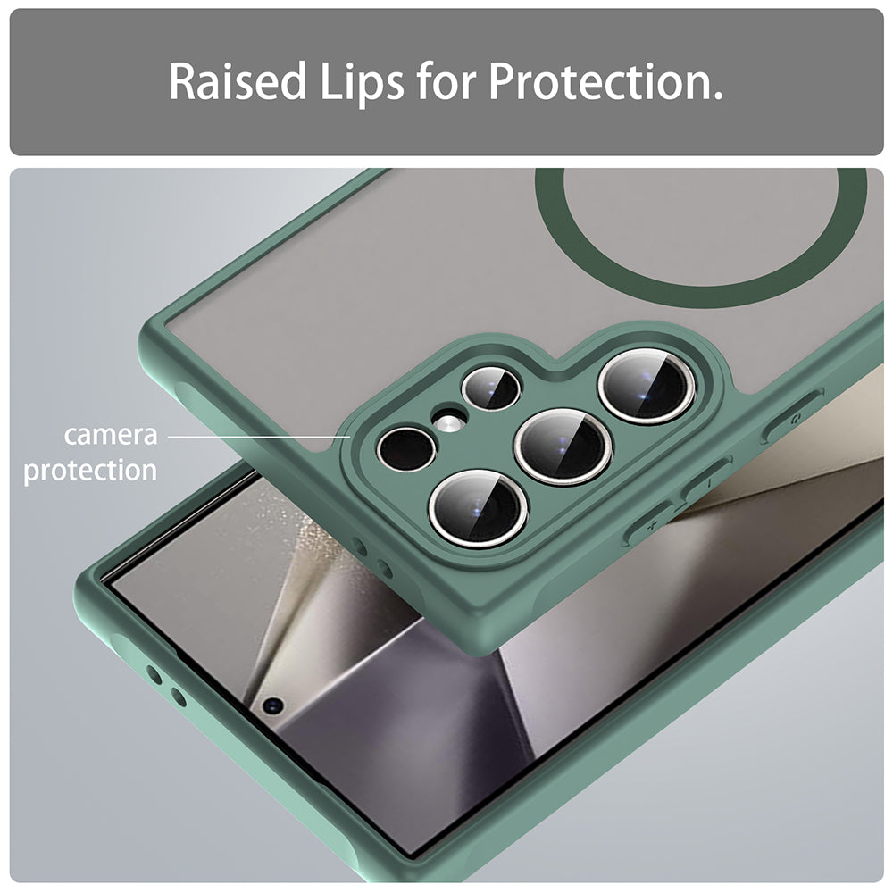 Coque MagSafe pour Samsung Galaxy S24 Ultra S928, Techsuit, HaloFrost II, Vert