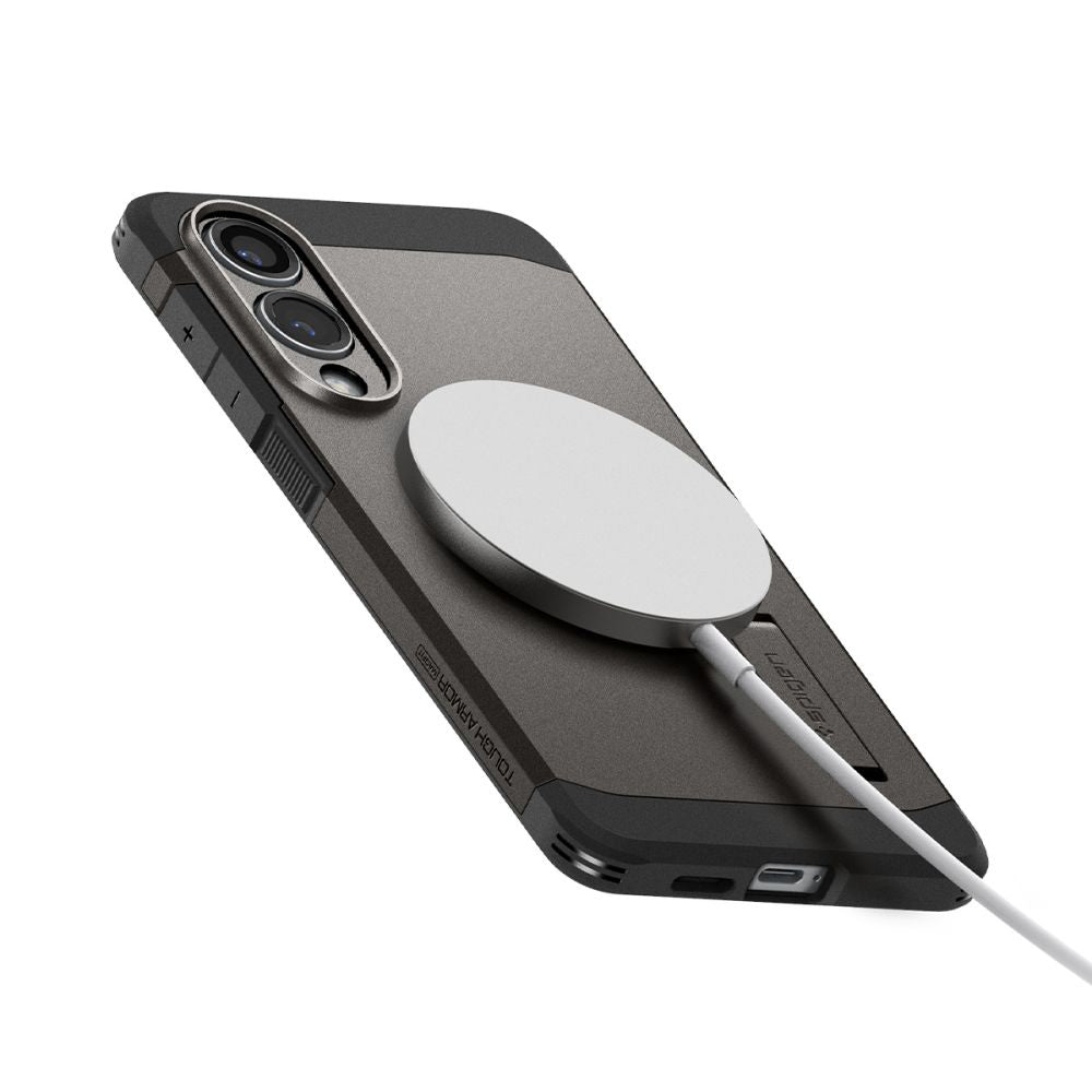 MagSafe Hülle für Samsung Galaxy S25 Edge S937, Spigen, Tough Armor, Grau ACS09423