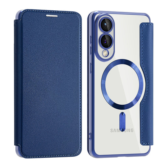 Coque MagSafe pour Samsung Galaxy S25 Edge S937, Techsuit, SmartMag Book, Bleue