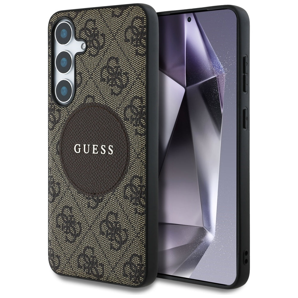 Étui MagSafe pour Samsung Galaxy S25+ S936, Guess, logo classique 4G Circle, Marron