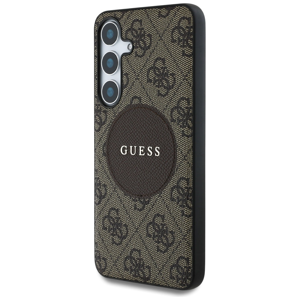 Étui MagSafe pour Samsung Galaxy S25+ S936, Guess, logo classique 4G Circle, Marron