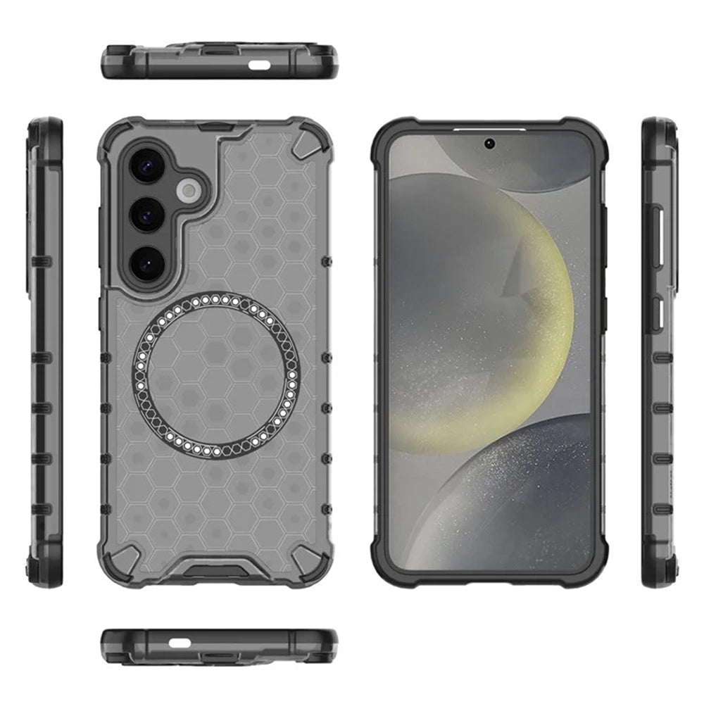 Coque MagSafe pour Samsung Galaxy S25+ S936, Techsuit, HoneyComb Shield, Noire