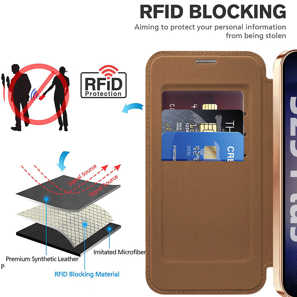 Coque MagSafe pour Samsung Galaxy S25+ S936, Techsuit, SmartMag Book, Marron