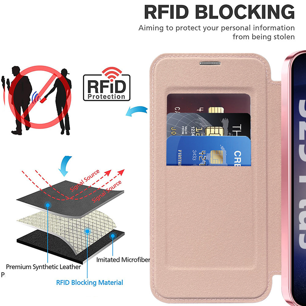 Coque MagSafe pour Samsung Galaxy S25+ S936, Techsuit, SmartMag Book, Rose