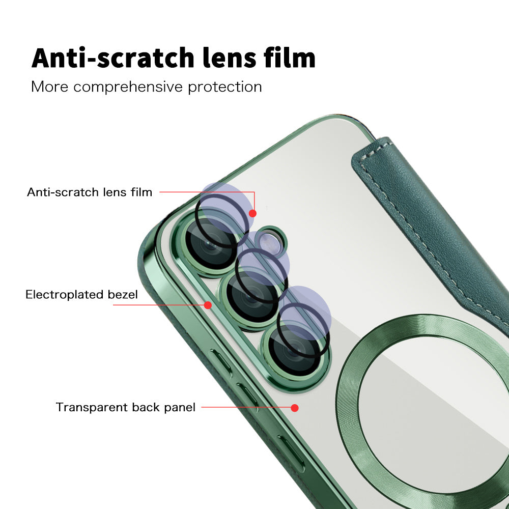 Coque MagSafe pour Samsung Galaxy S25+ S936, Techsuit, SmartMag Book, Vert