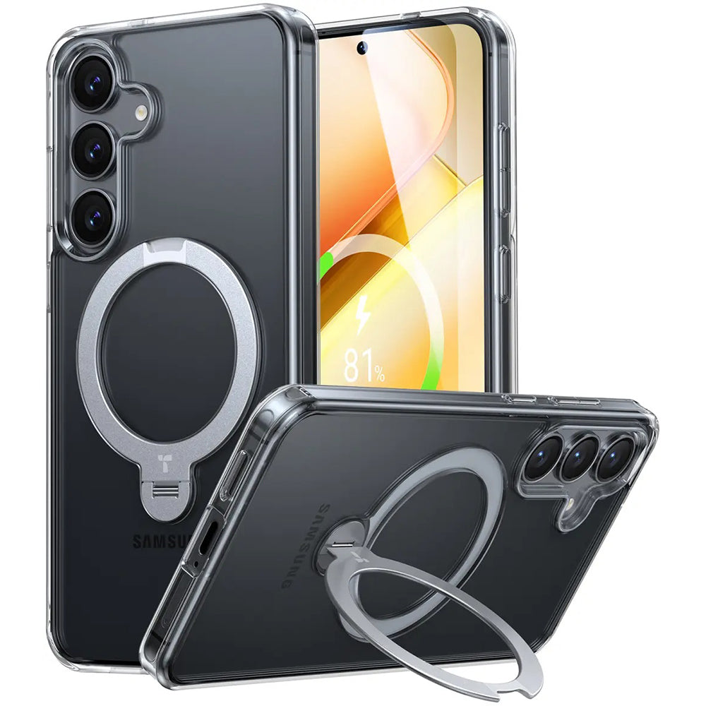 Coque MagSafe pour Samsung Galaxy S25+ S936, Torras, Ostand Spin, Transparente