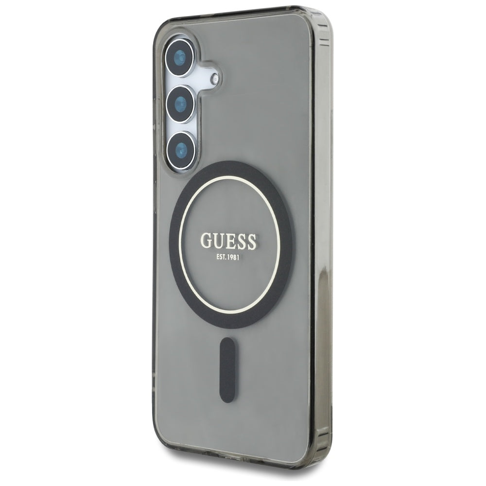 MagSafe Hülle für Samsung Galaxy S25 S931, Guess, IML Glitter Circle, Schwarz