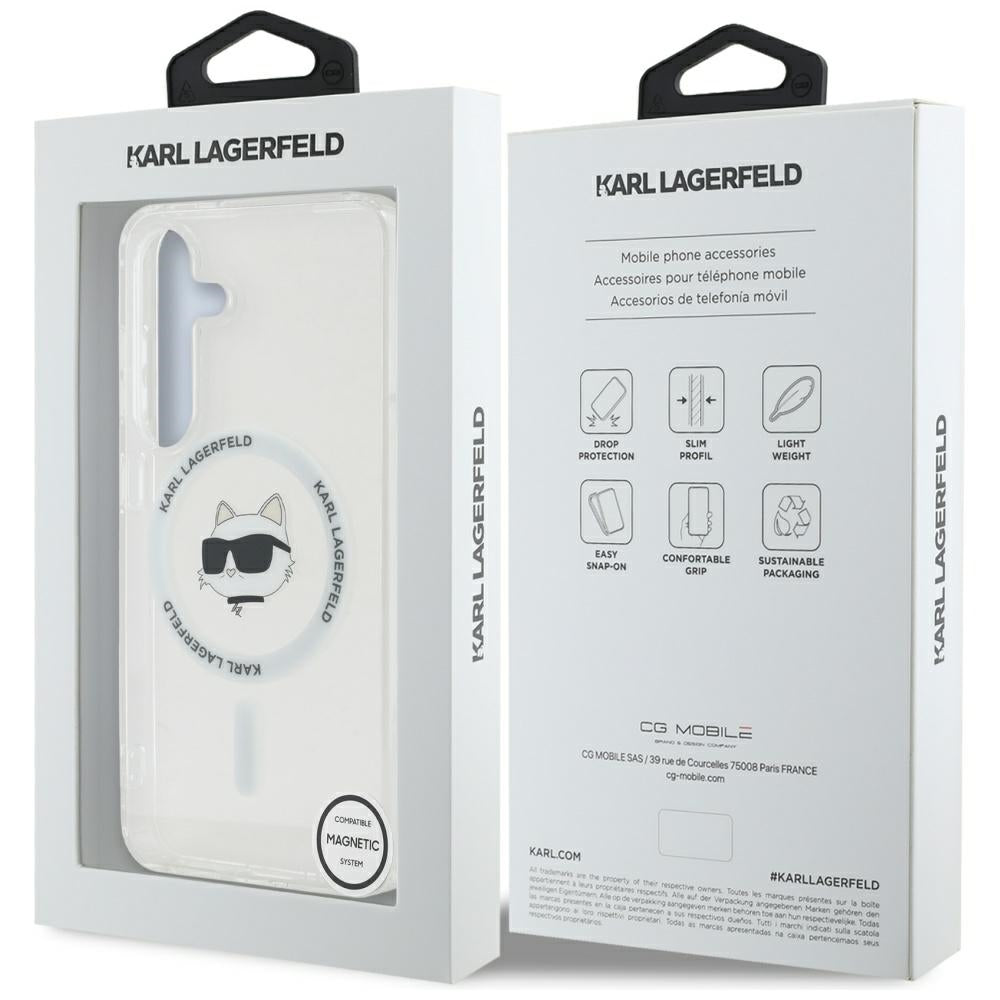 MagSafe Case for Samsung Galaxy S25 S931, Karl Lagerfeld, IML Choupette's Head, White