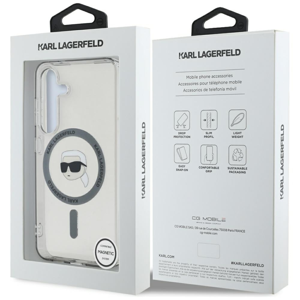 Étui MagSafe pour Samsung Galaxy S25 S931, Karl Lagerfeld, IML Karl's Head, Noir