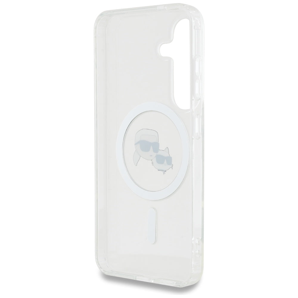 MagSafe Case for Samsung Galaxy S25 S931, Karl Lagerfeld, IML Metal Karl & Choupette's Heads, White