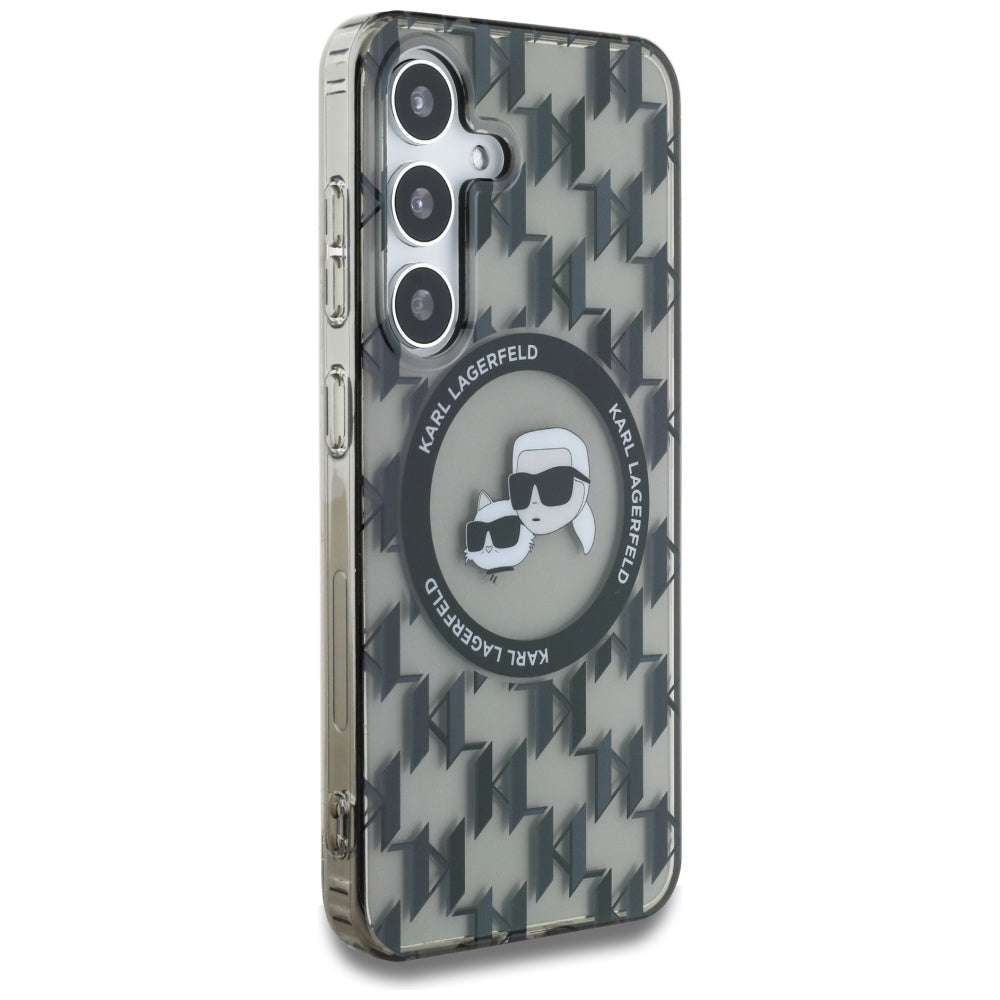 MagSafe Case for Samsung Galaxy S25 S931, Karl Lagerfeld, IML Monogram Karl & Choupette's Heads, Black