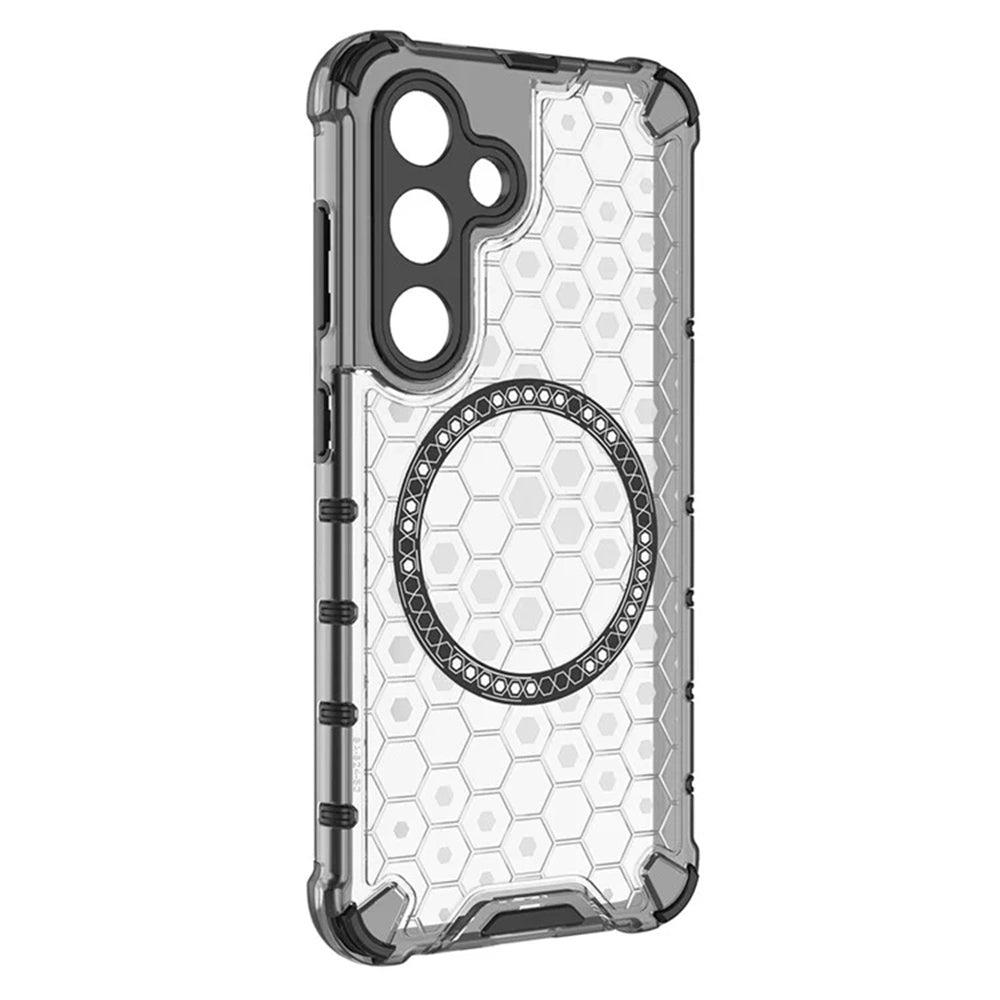 Coque MagSafe pour Samsung Galaxy S25 S931, Techsuit, HoneyComb Shield, Blanche