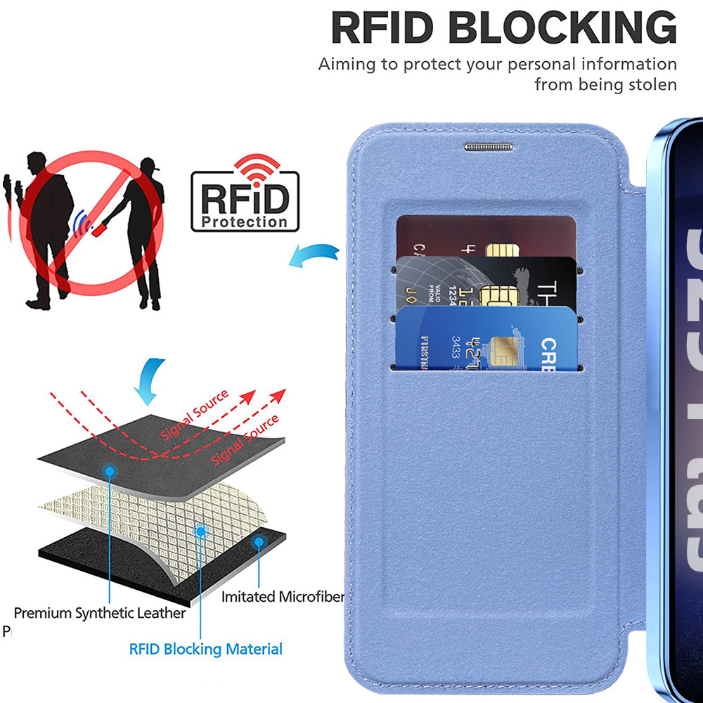 Coque MagSafe pour Samsung Galaxy S25 S931, Techsuit, SmartMag Book, Bleu