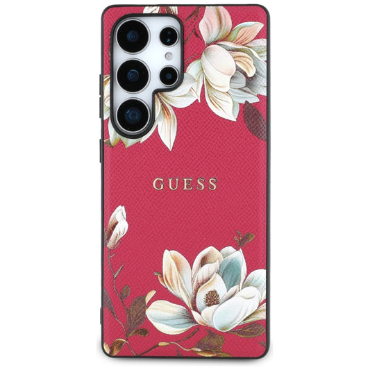Coque MagSafe pour Samsung Galaxy S25 Ultra S938, Guess, Grained Flowers, Fuchsia