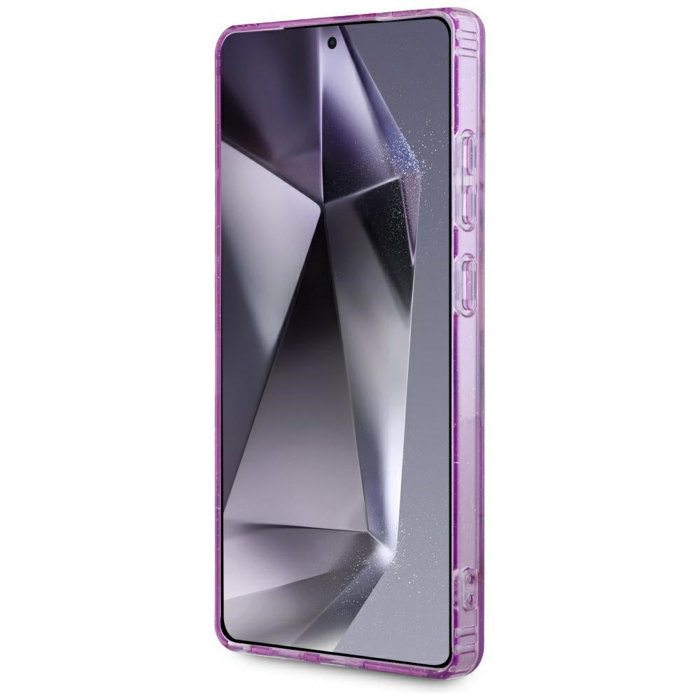 Étui MagSafe pour Samsung Galaxy S25 Ultra S938, Guess, IML Metal Glitter Flowers Triangle, Violet