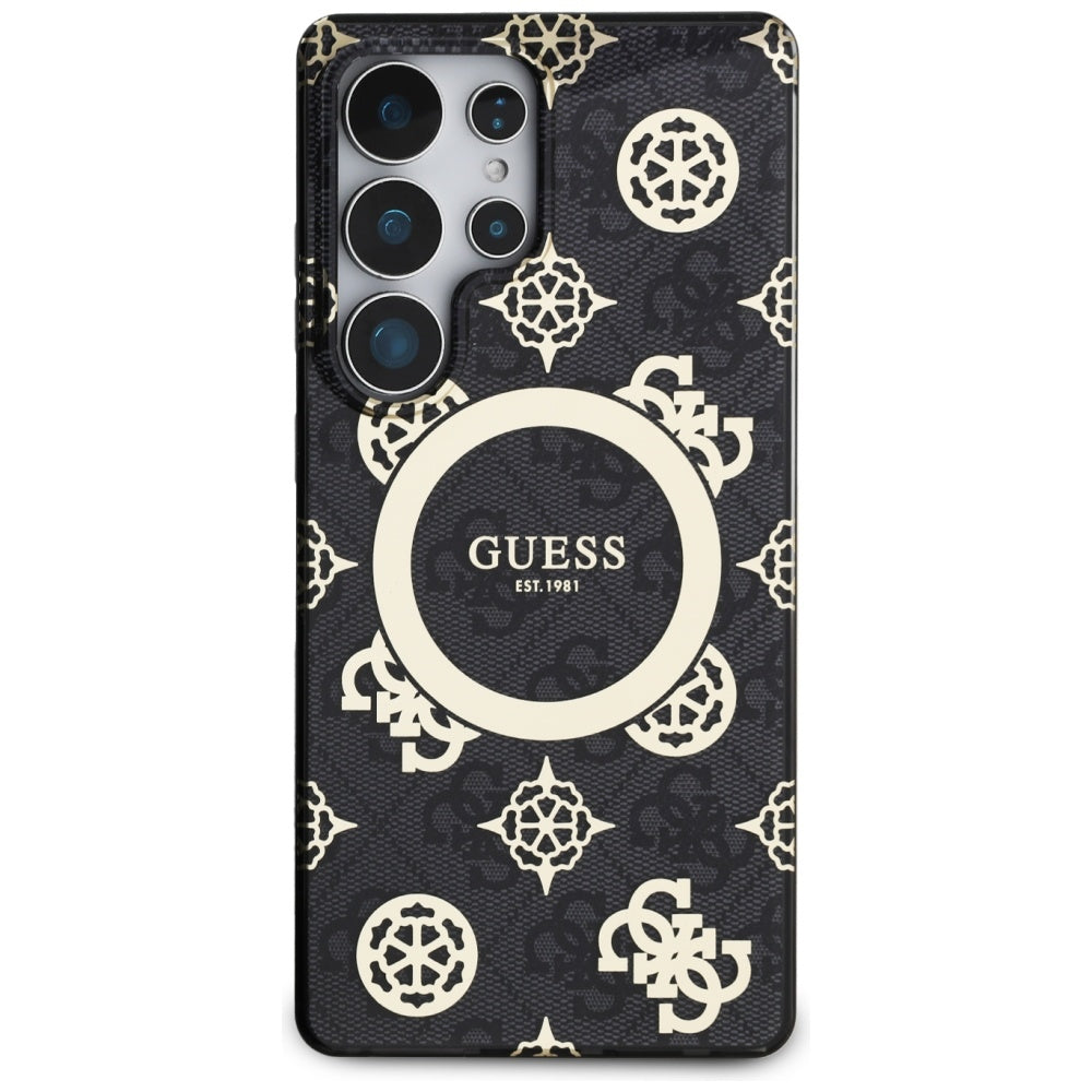 Étui MagSafe pour Samsung Galaxy S25 Ultra S938, Guess, IML Peony On 4G Background, Noir