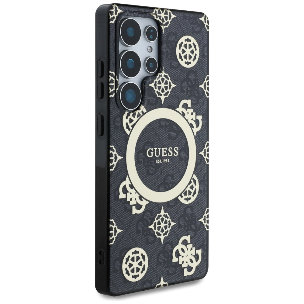 Étui MagSafe pour Samsung Galaxy S25 Ultra S938, Guess, IML Peony On 4G Background, Noir