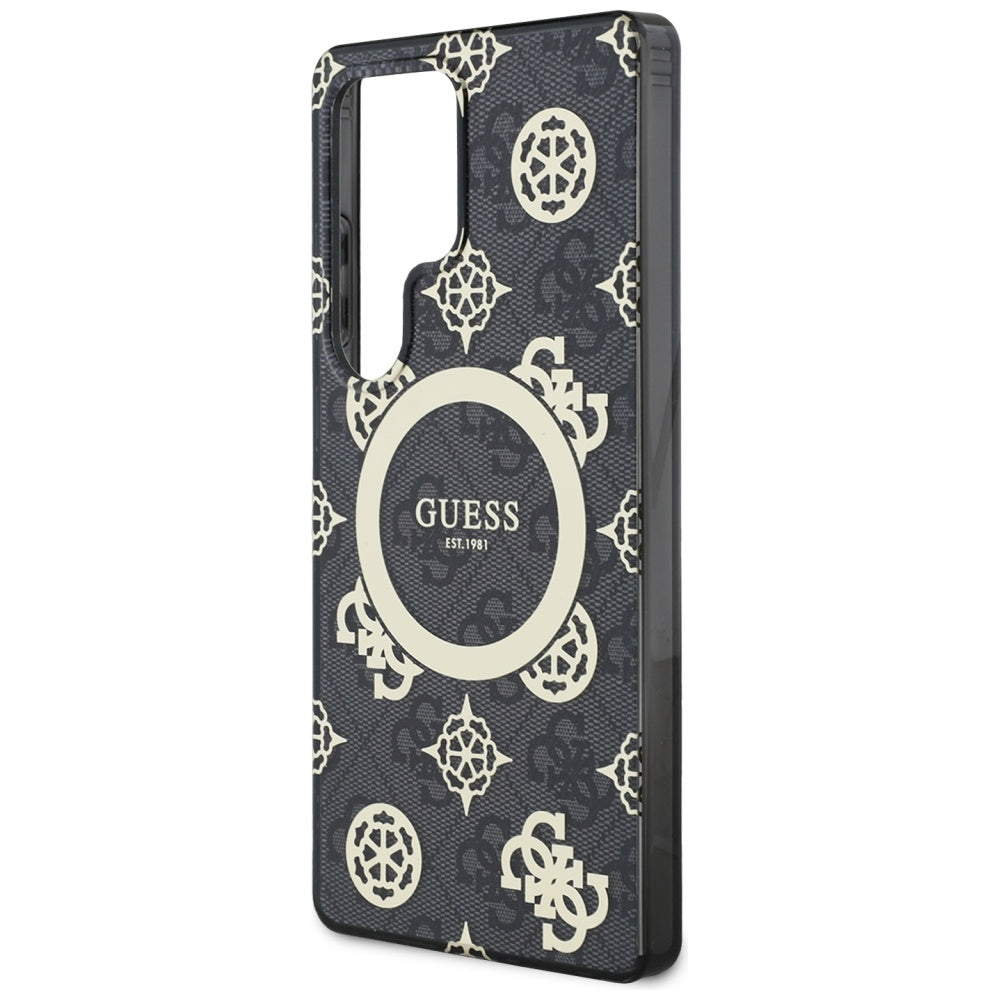 Étui MagSafe pour Samsung Galaxy S25 Ultra S938, Guess, IML Peony On 4G Background, Noir