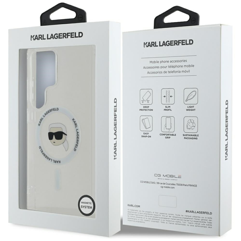 MagSafe Case for Samsung Galaxy S25 Ultra S938, Karl Lagerfeld, IML Karl's Head, White