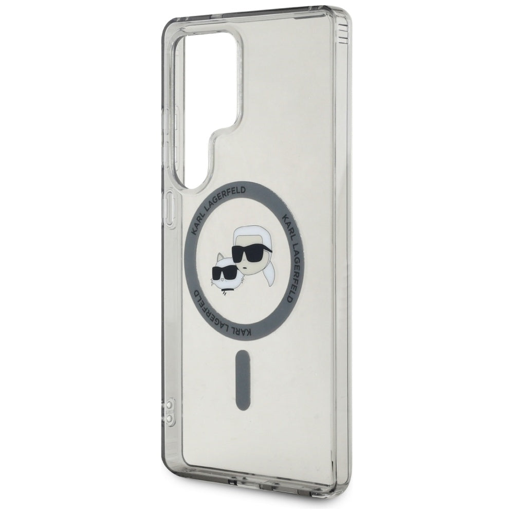 Étui MagSafe pour Samsung Galaxy S25 Ultra S938, Karl Lagerfeld, IML Métal Karl & Choupette's Heads, Noir