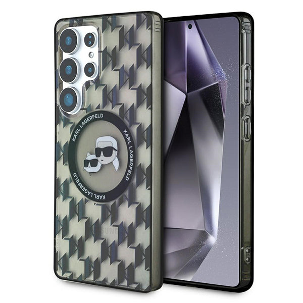 MagSafe Case for Samsung Galaxy S25 Ultra S938, Karl Lagerfeld, IML Monogram Karl & Choupette's Heads, Black