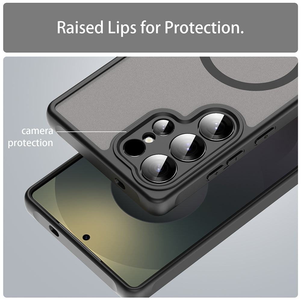 Coque MagSafe pour Samsung Galaxy S25 Ultra S938, Techsuit, HaloFrost II, Noire