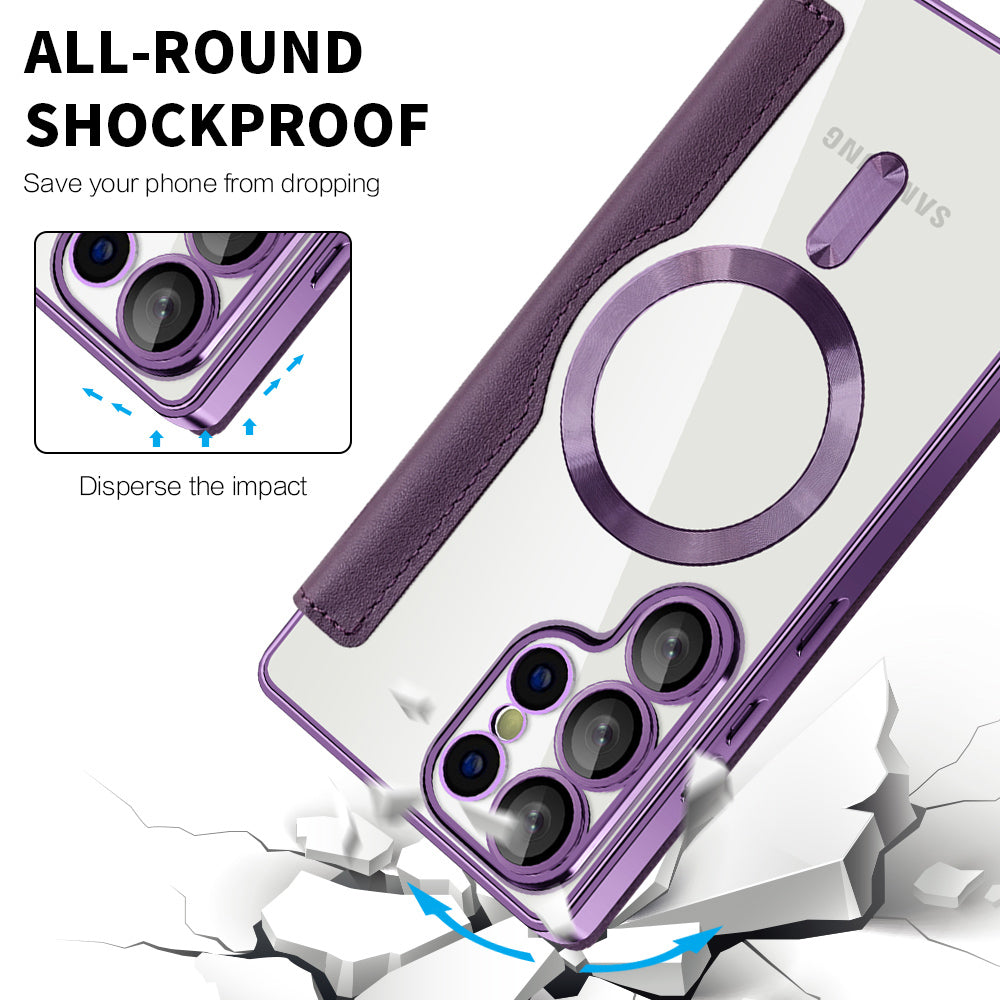 Coque MagSafe pour Samsung Galaxy S25 Ultra S938, Techsuit, SmartMag Book, Violet