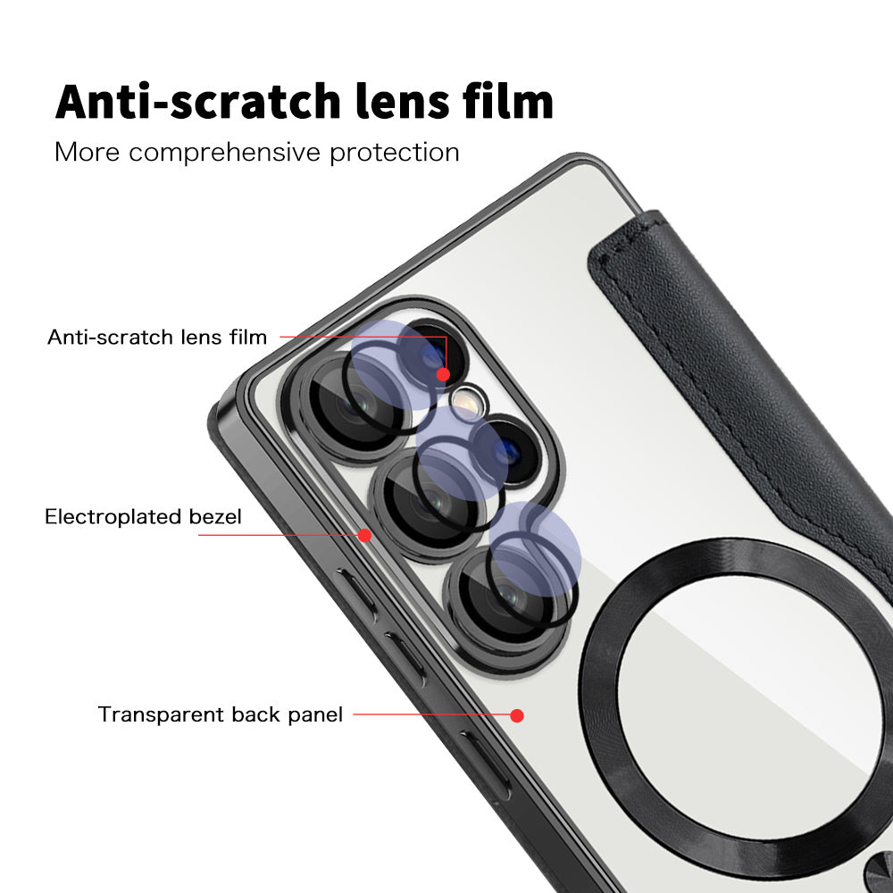 Coque MagSafe pour Samsung Galaxy S25 Ultra S938, Techsuit, SmartMag Book, Noire