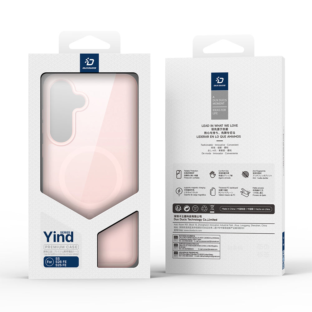 Coque MagSafe pour Samsung Galaxy S26 FE S741 / S25 FE, DUX DUCIS, Yind, Rose Clair
